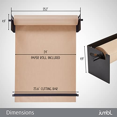 JUMBL 24 אינץ 'רכוב על מתקן נייר קראפט | גליל נייר תליה עם חותך למטבח, חדר DIY, משרד, עסקים ועוד | נהדר לרשימות